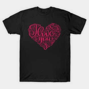 I love you Typography Heart T-Shirt